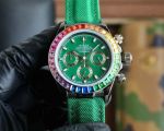 ROLEX Daytona Replica with Green Dial Quartz Movement Canvas Bracelet Watch